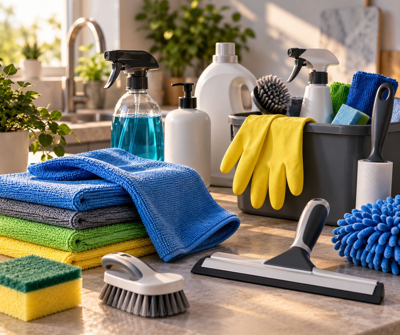 Cleaning supplies and microfibre cloths