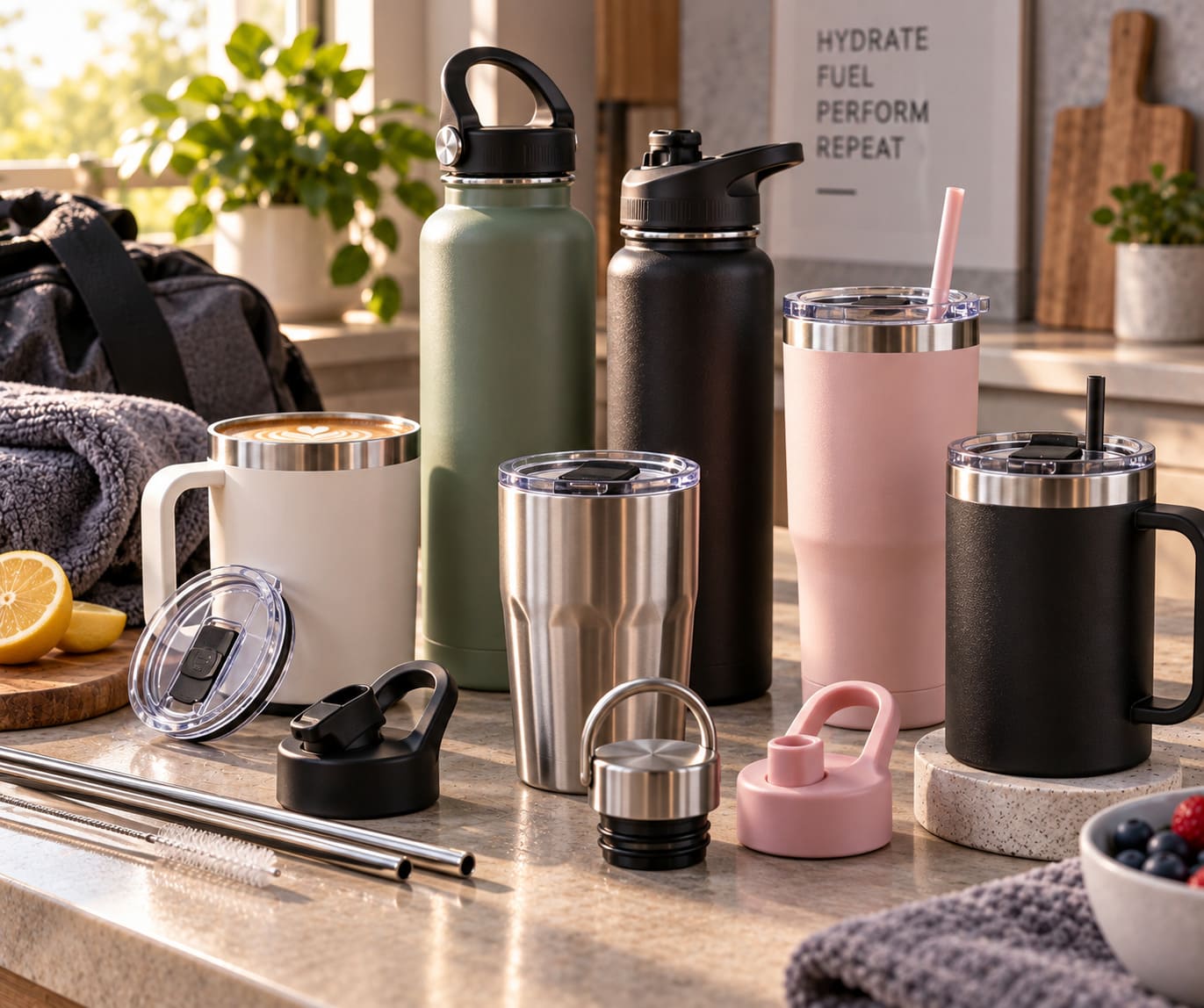 Insulated drinkware and bottle accessories