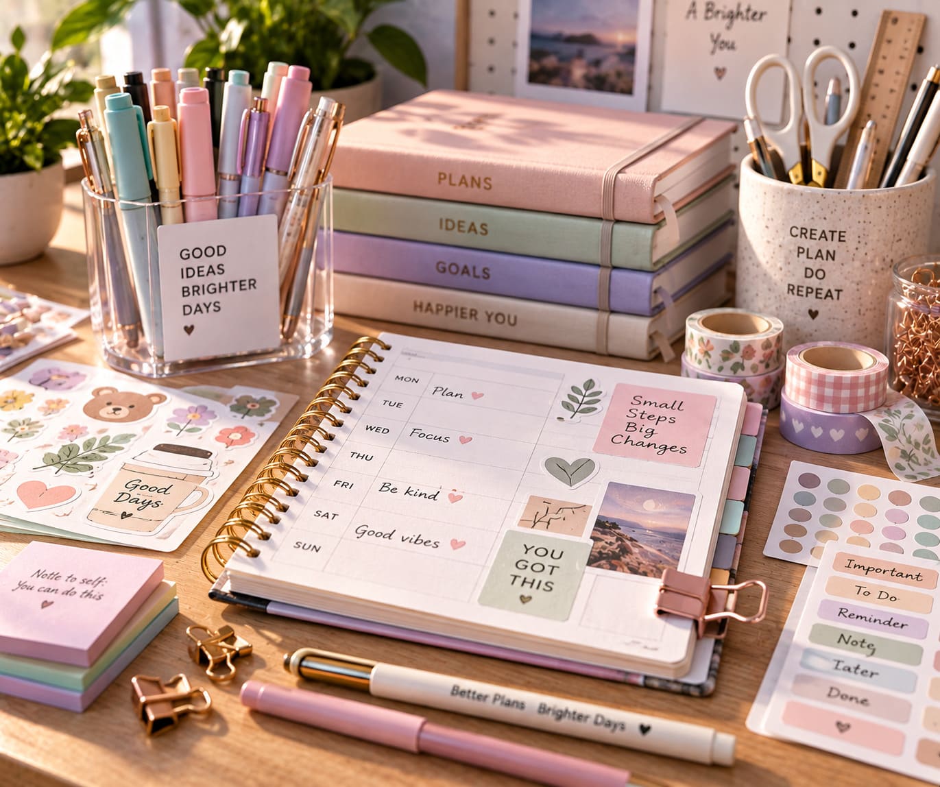 Stationery, stickers and planner supplies