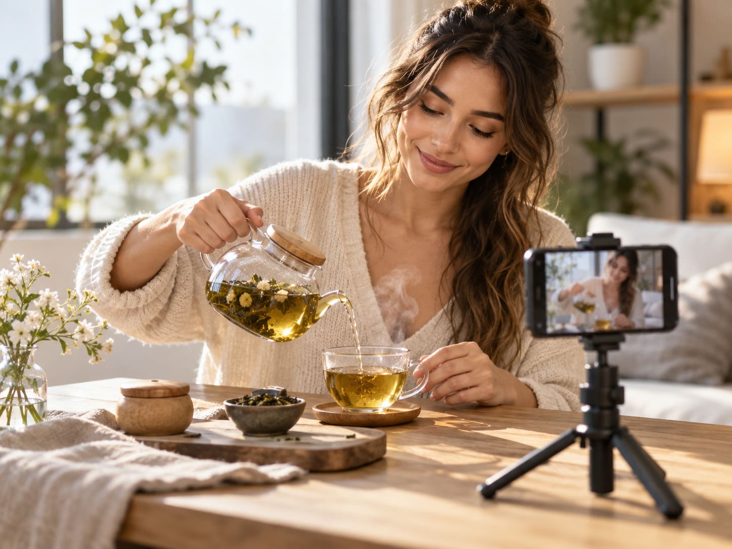 Çay influencer'ı, çay demleme videosu çekiyor