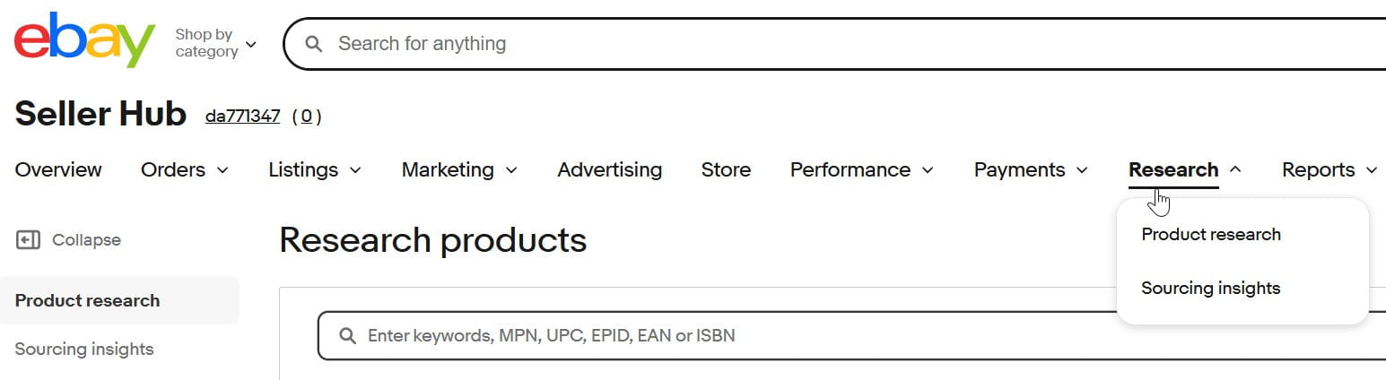 Seller Hub Product Research