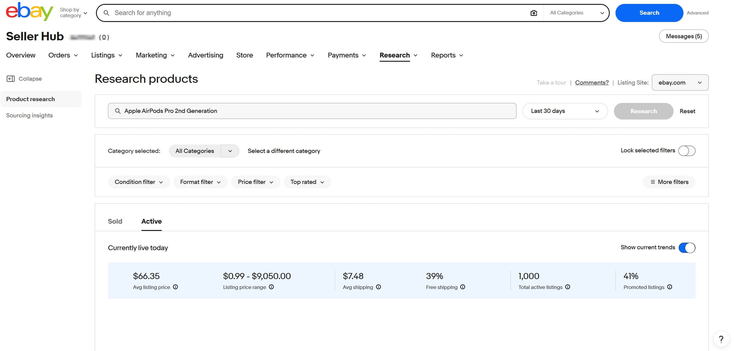 eBay's Product Research