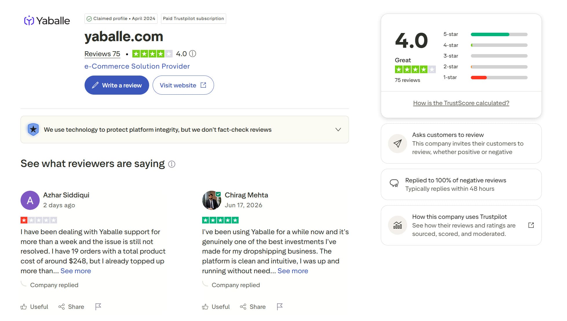 Yaballe reviews