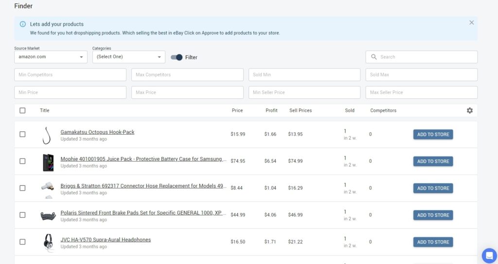 Using Easync product finder