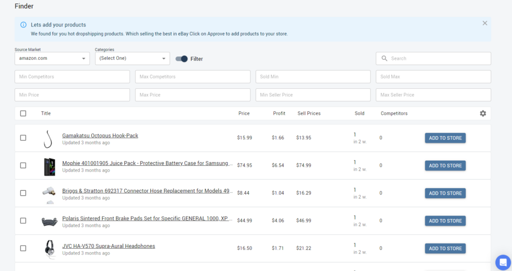 Using Easync product finder