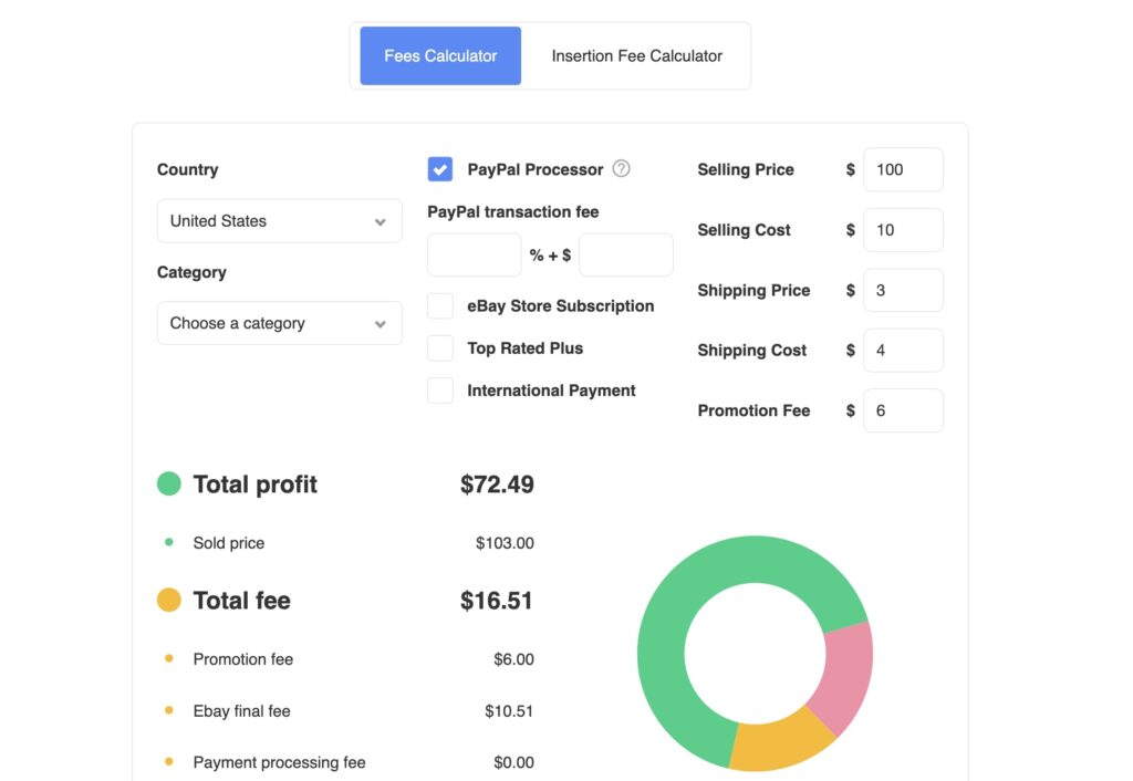 eBay fees calculator