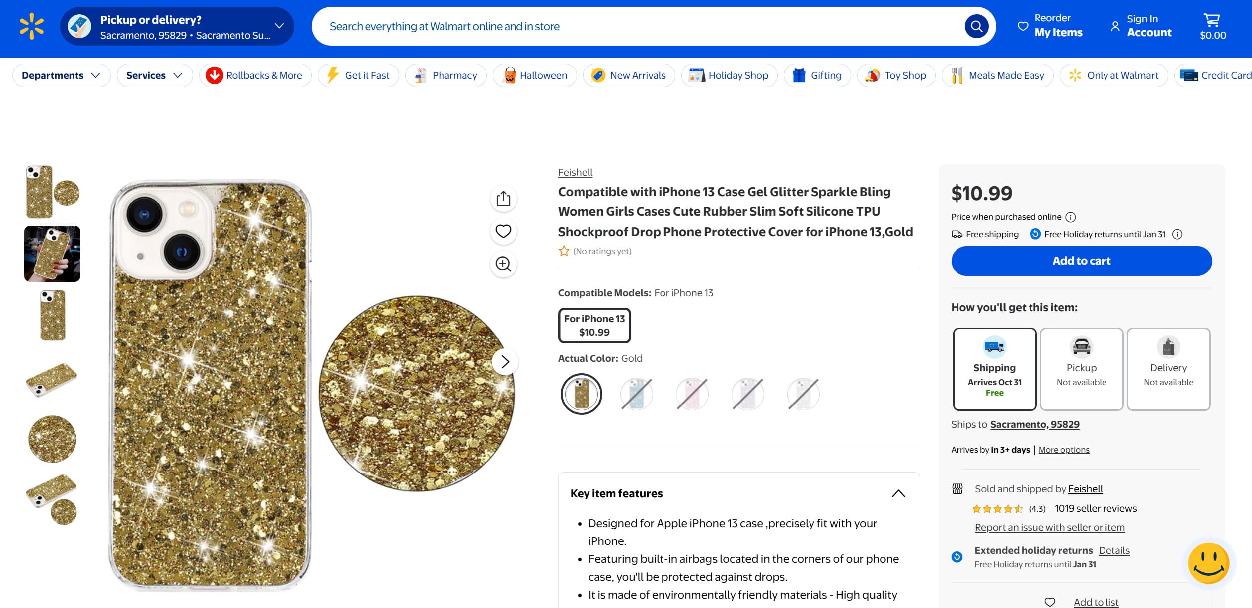 Third-party seller listing on Walmart