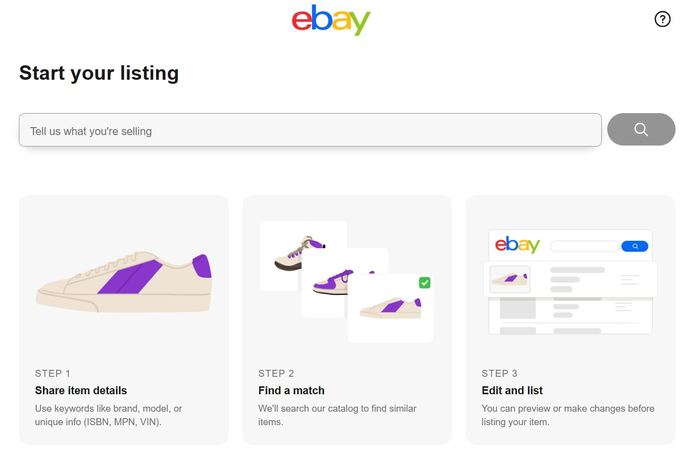 Creating an eBay listing