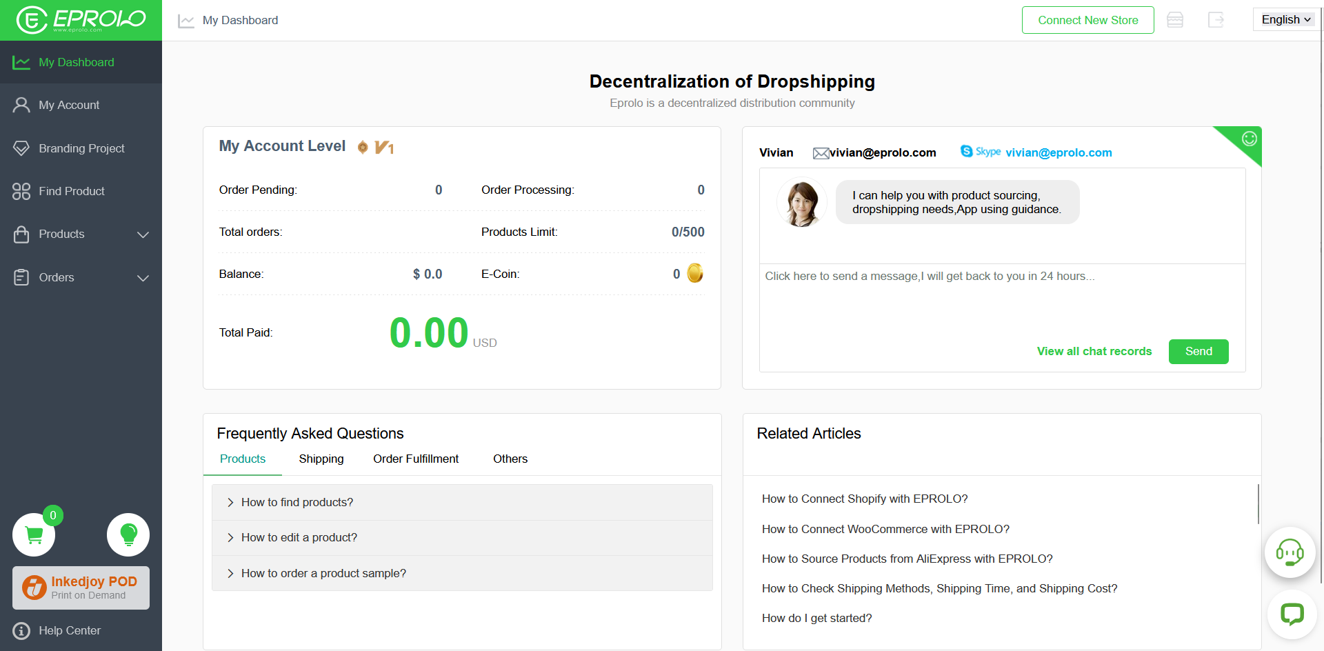 Eprolo dashboard
