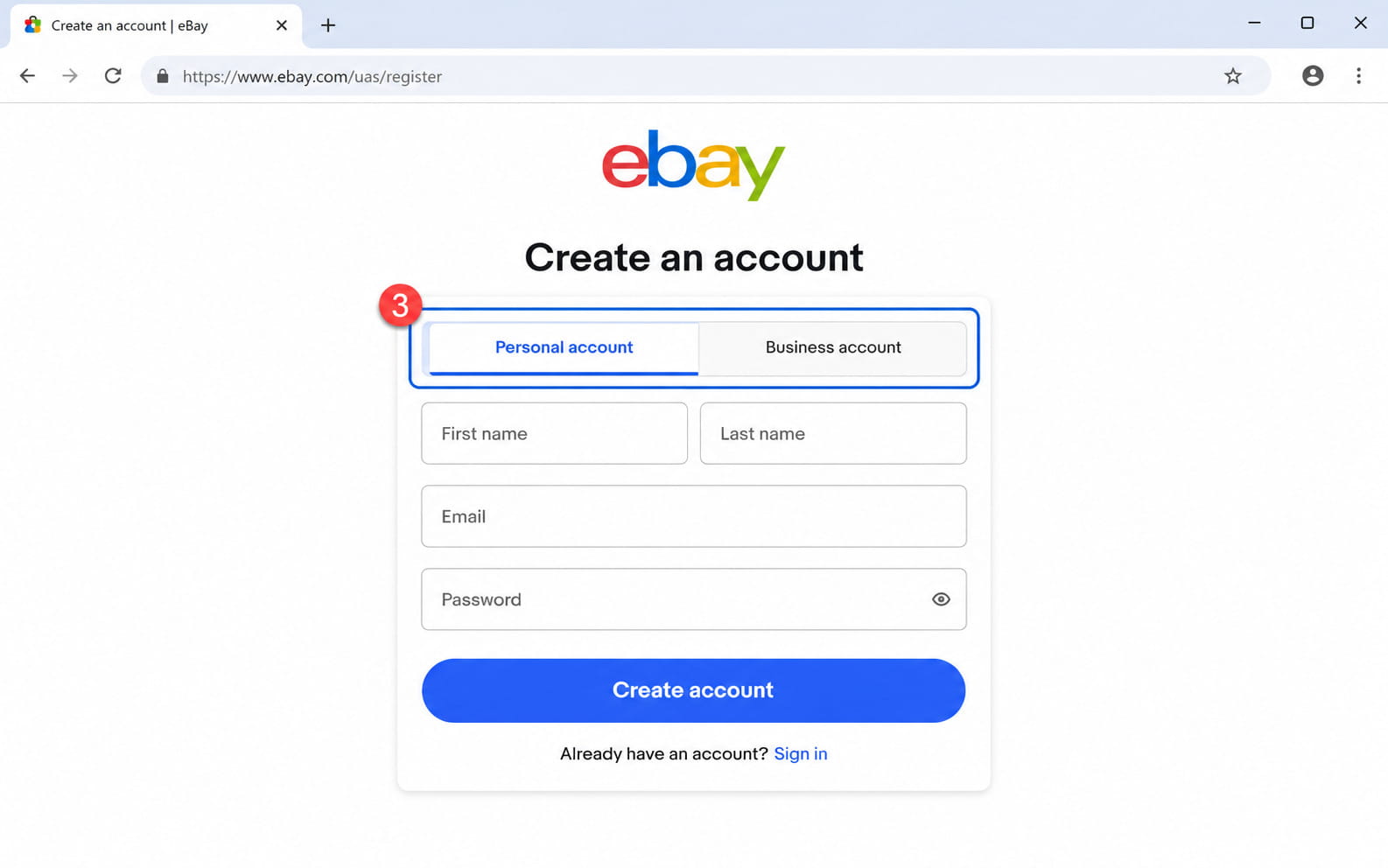 create ebay account