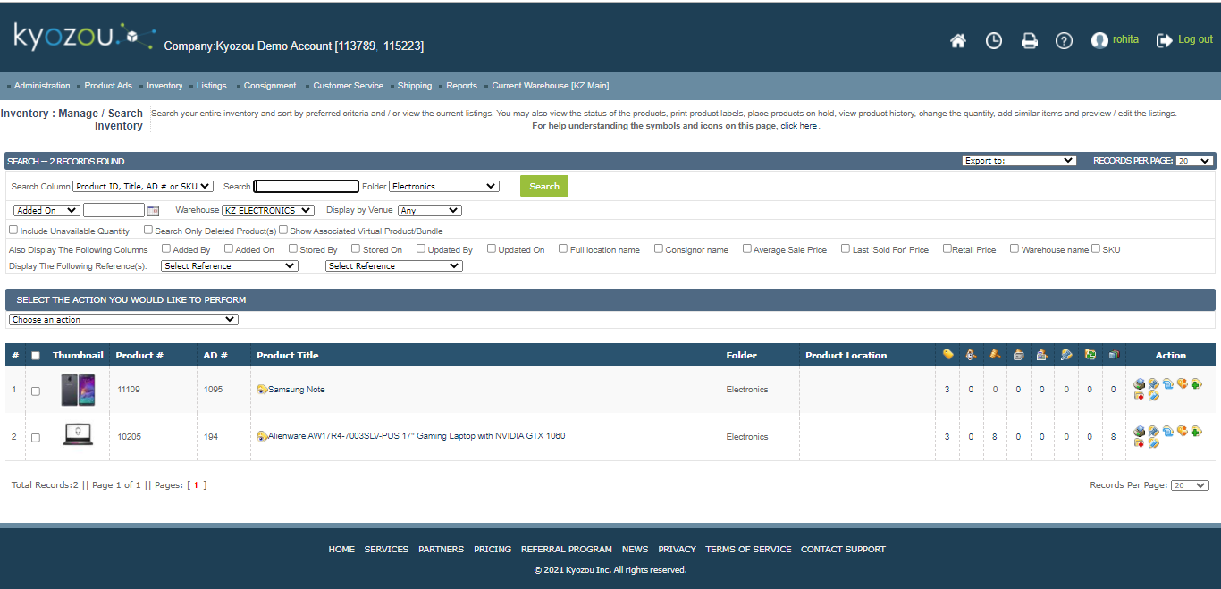 Kyozou dashboard