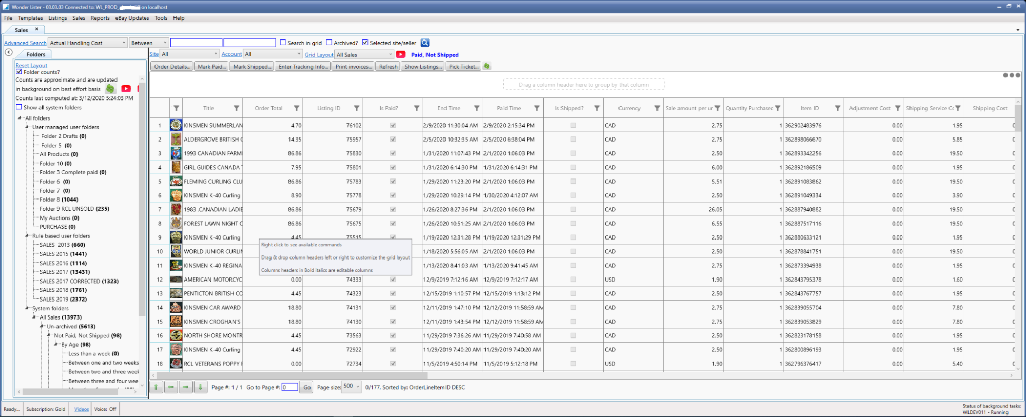 WonderLister dashboard