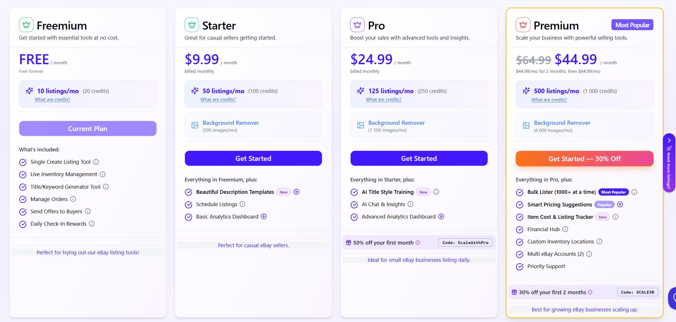 Snap2List Pricing