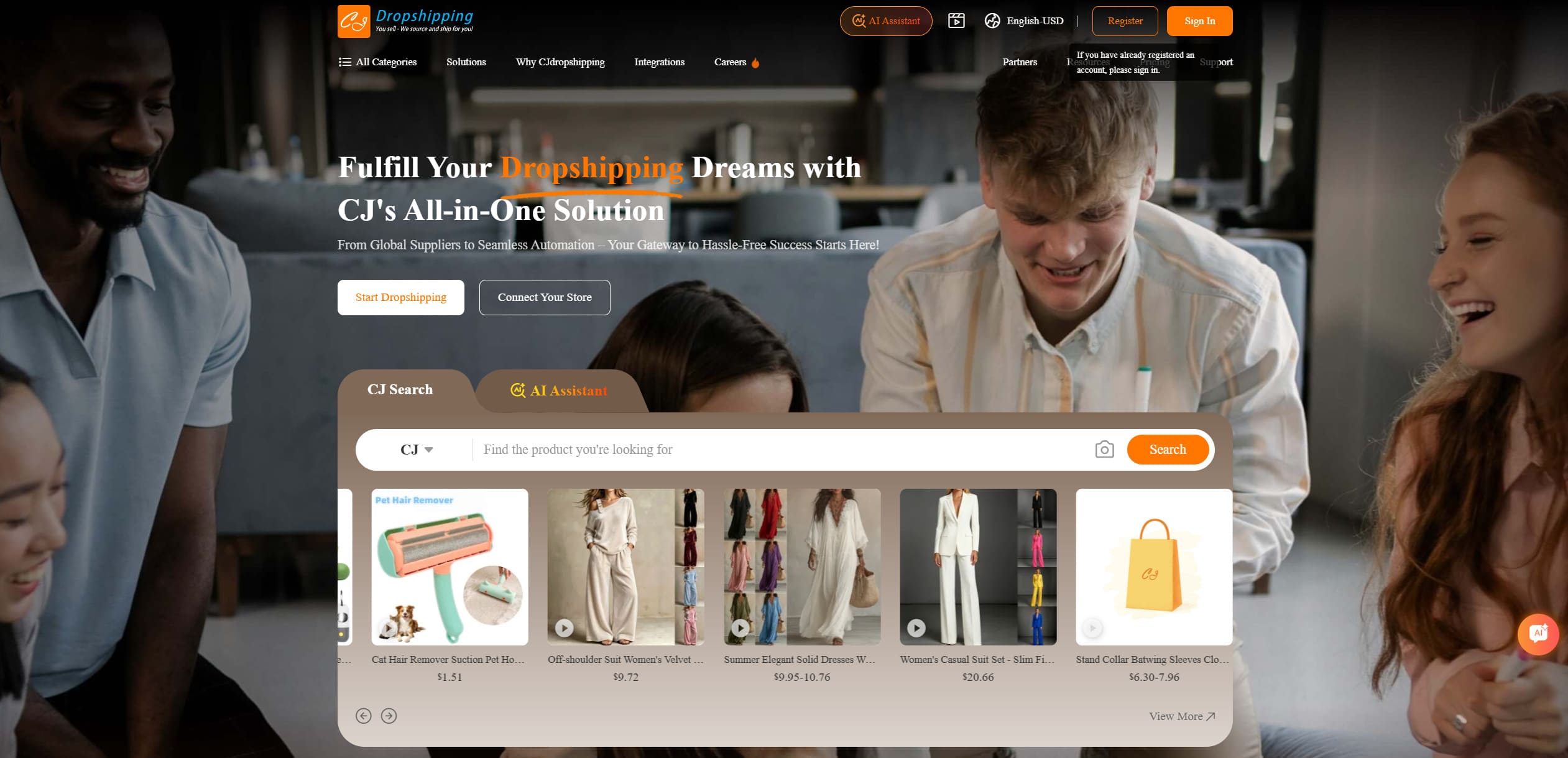 CJdropshipping landing