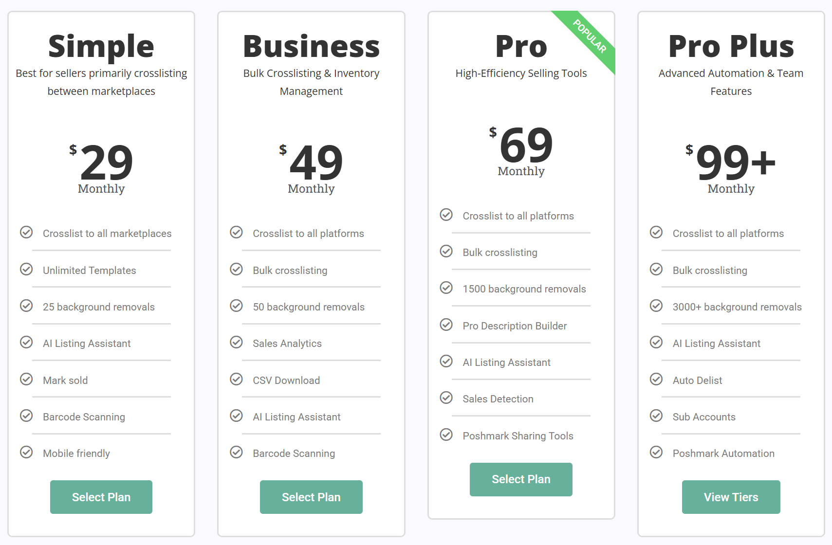 List Perfectly crosslisting plans and pricing