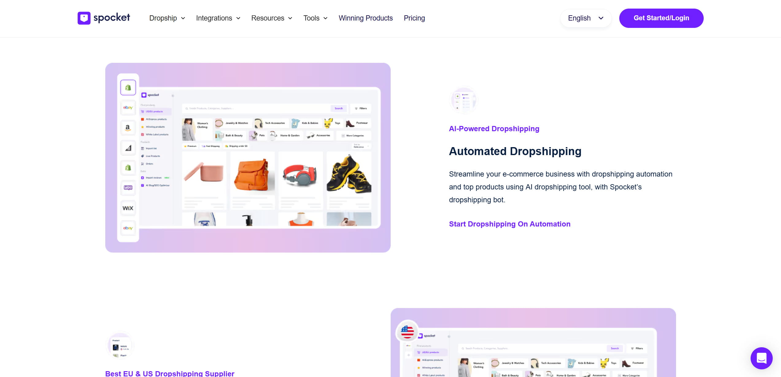 Spocket — best for fast US/EU shipping
