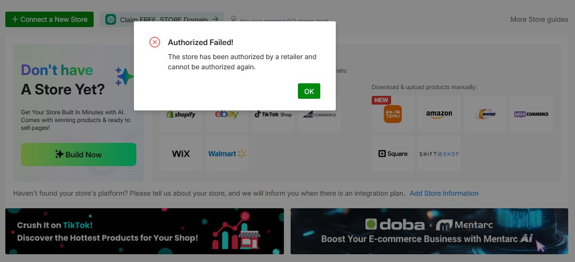 Doba’s Shopify Integration Has a Bug