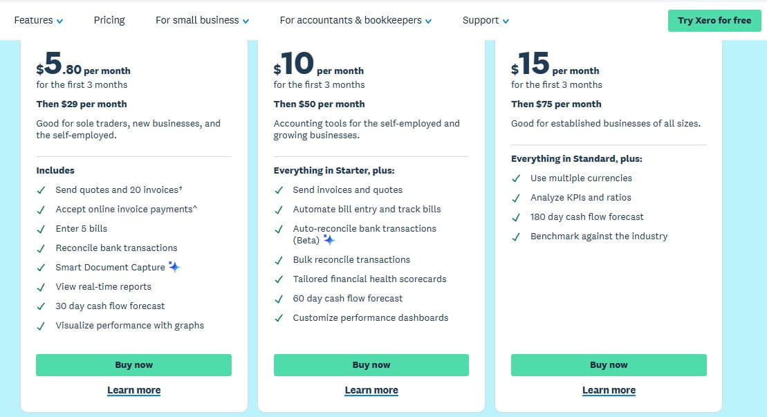 Xero Pricing