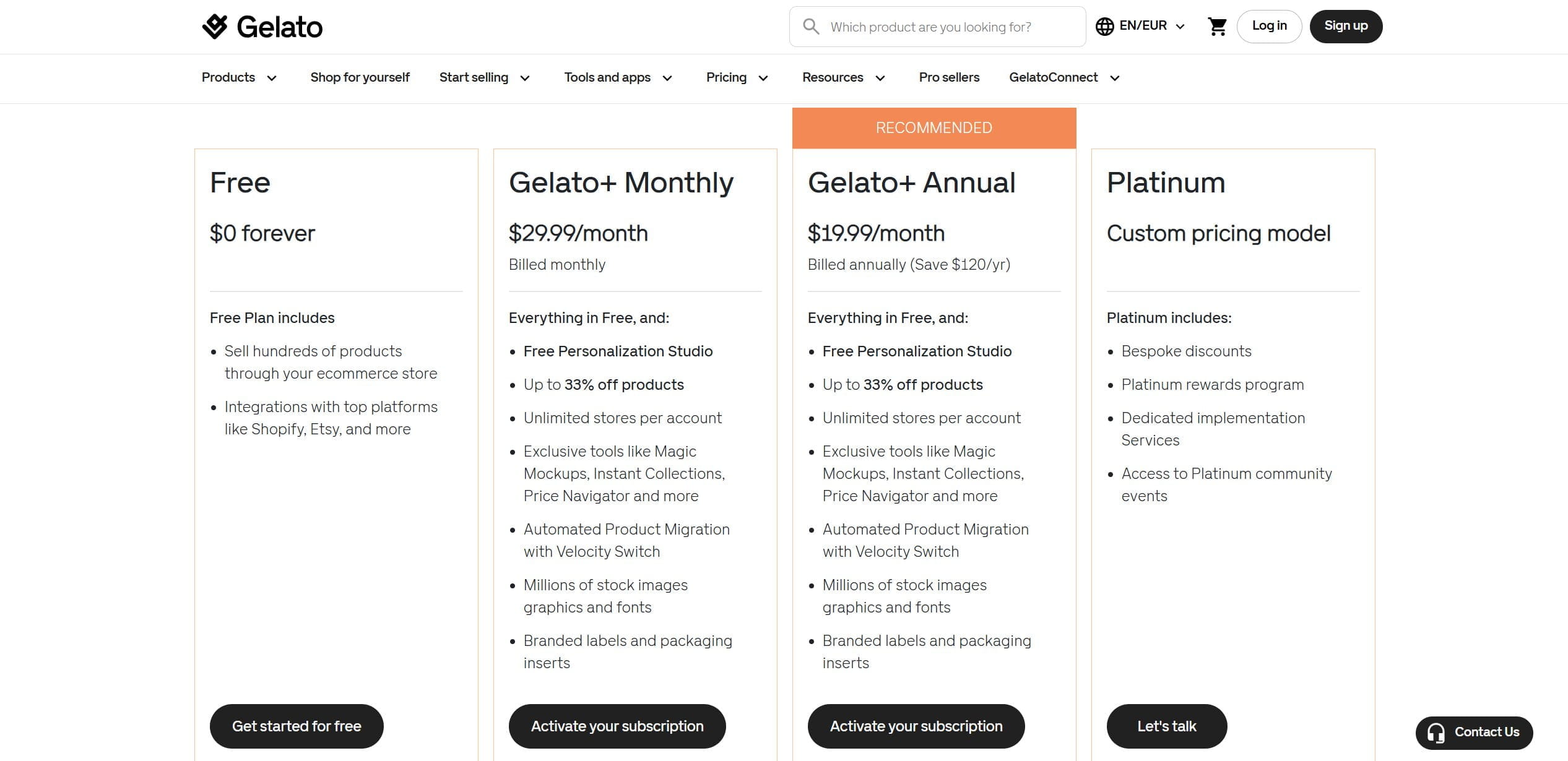 Gelato Pricing