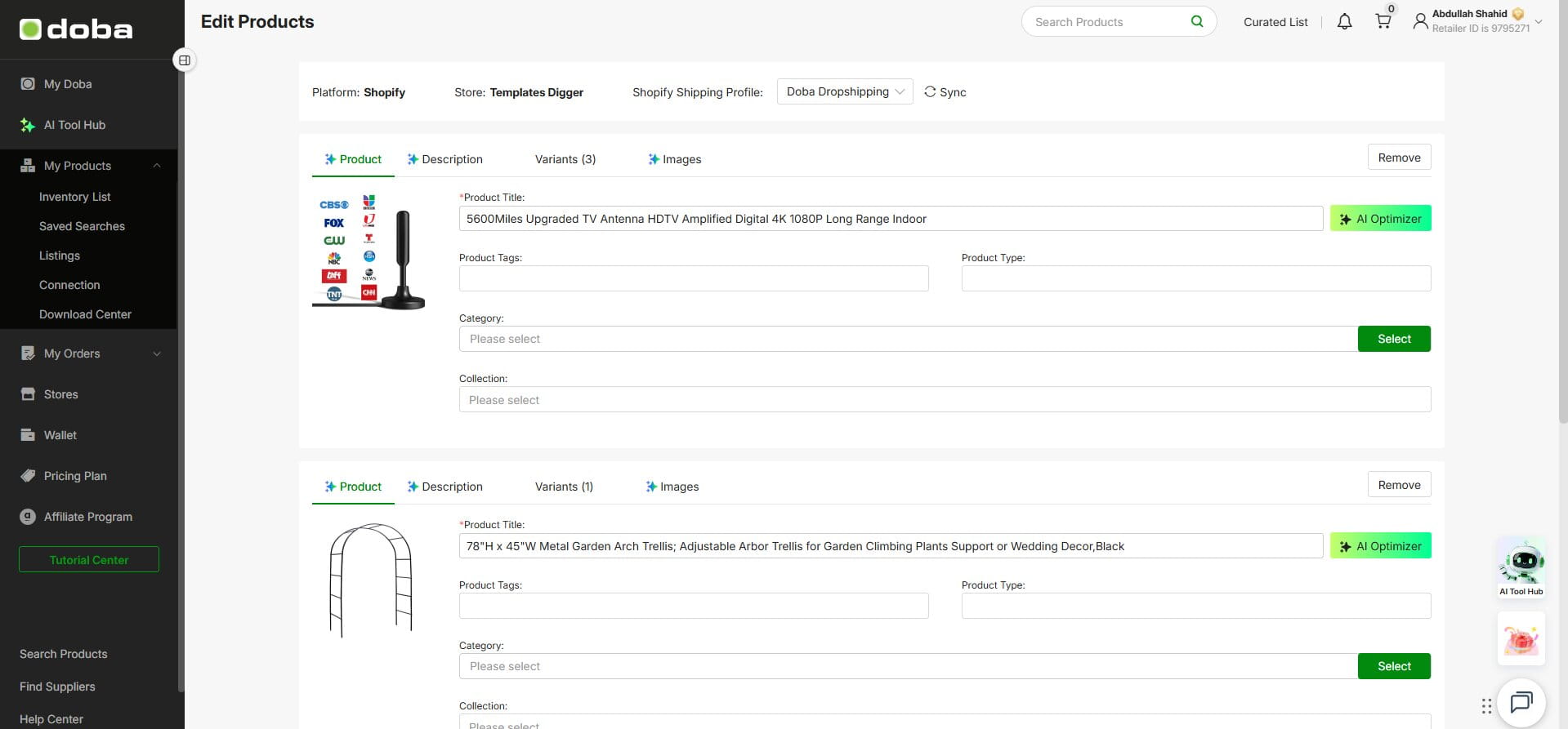 Product Listing and Sync
