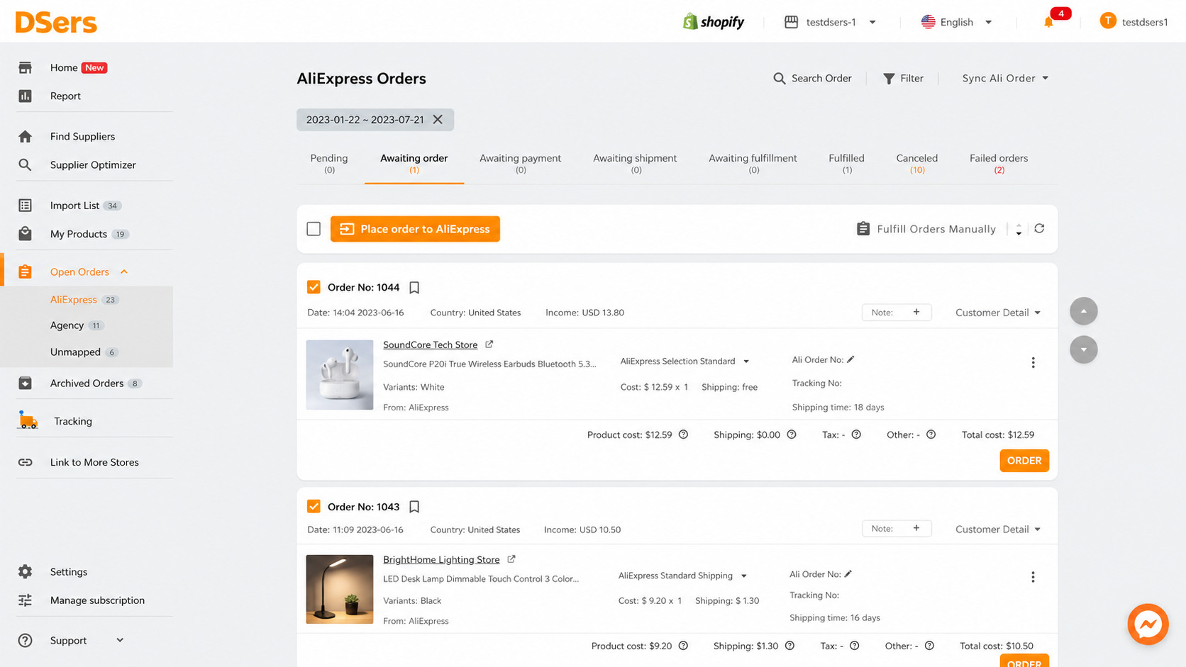 DSers syncs to AliExpress