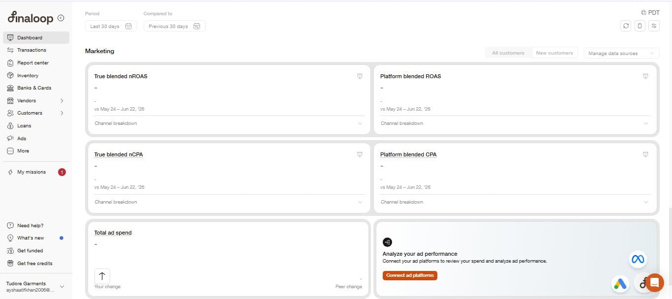 Finaloop dashboard