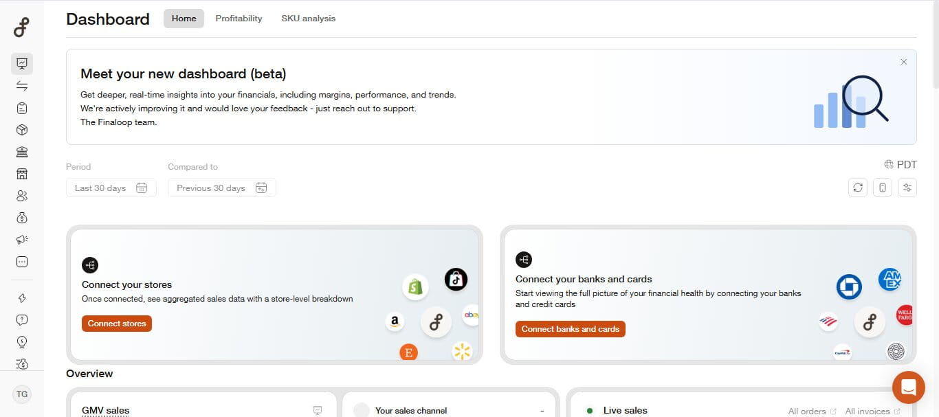 Finaloop dashboard