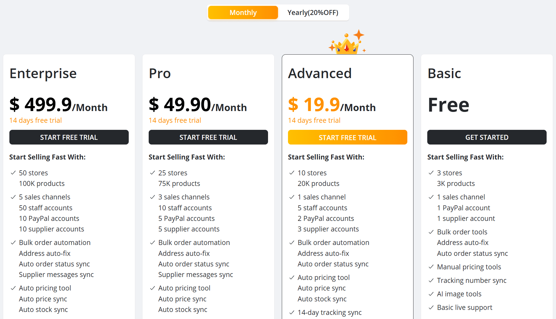 DSers pricing