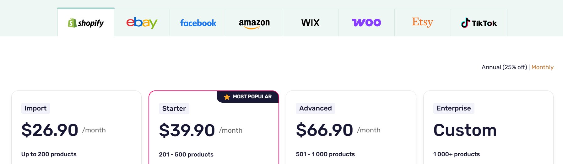 AutoDS pricing Shopify