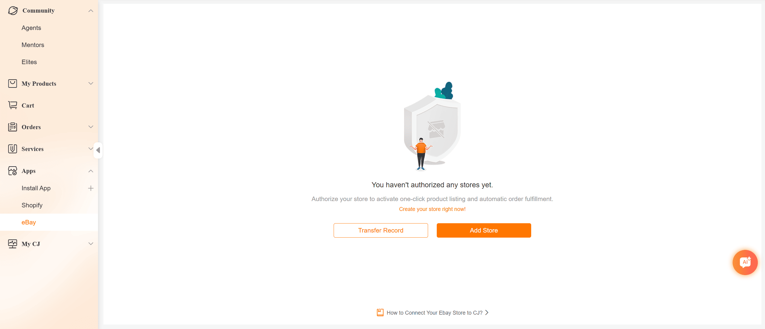 Connect eBay store to CJ Dropshipping