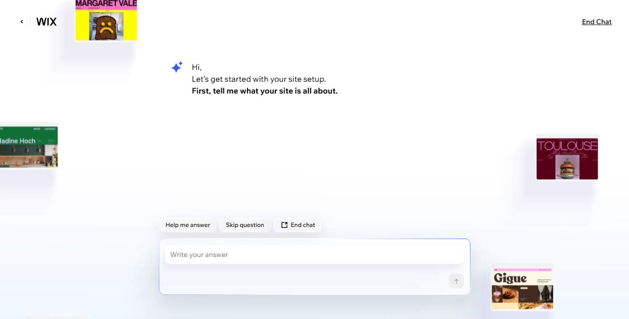 Wix AI web sitesi kurulum asistanı