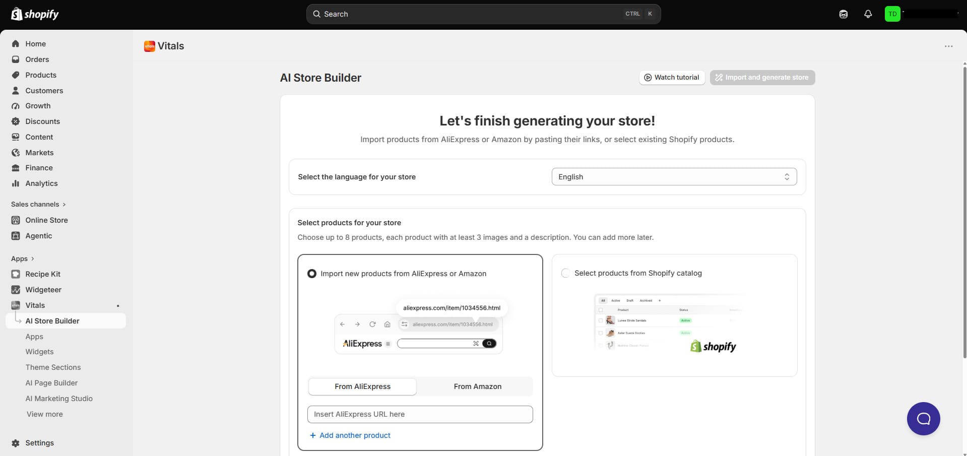 Vitals AI Store Builder kurulumu